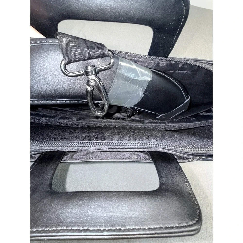 Dell Black Leather Padded Laptop Briefcase Bag for 15 in Laptop